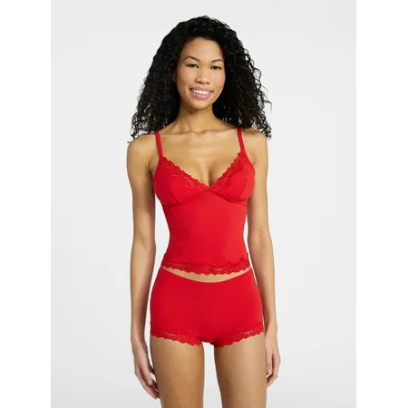 No Boundaries Fit Stretch Lace Trim Cami and Shorts Pajama Set 2-Piece Women s XS-XXXL | Walmart (US)