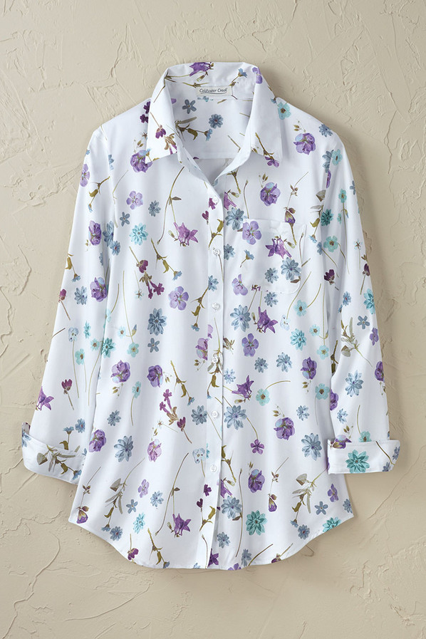 Pressed Petals Anytime No-Iron Tunic | Coldwater Creek
