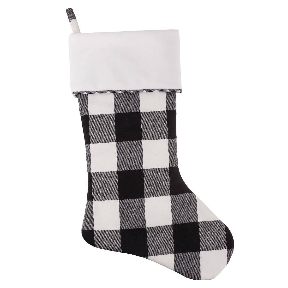 20in HangRight Buffalo Check Christmas Stocking Black/White - Haute Décor | Target