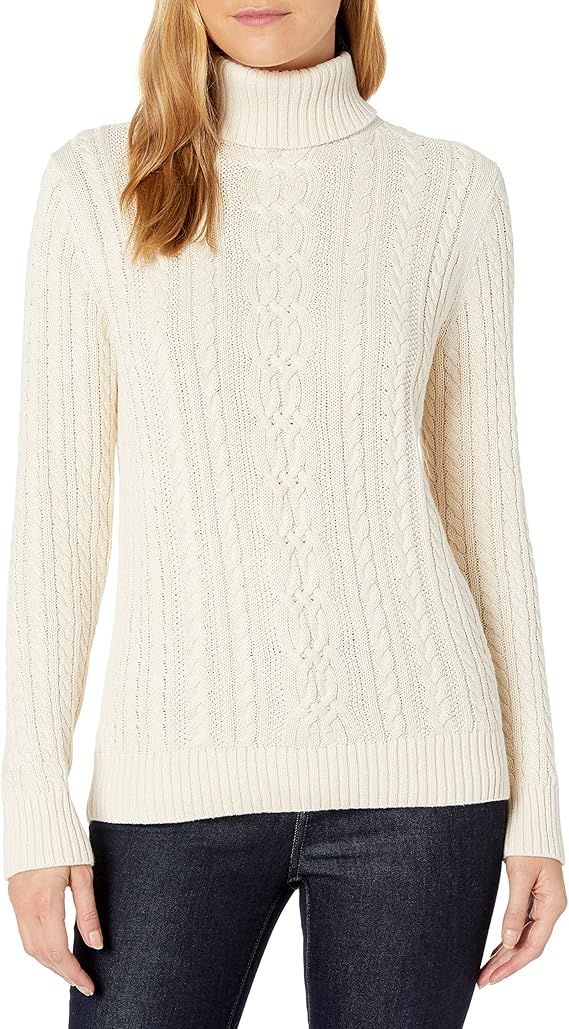 Amazon Essentials Women's Fisherman Cable Turtleneck Sweater (Available in Plus Size) | Amazon (US)