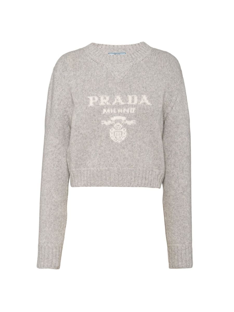 Shop Prada Wool And Cashmere Crewneck Sweater | Saks Fifth Avenue | Saks Fifth Avenue