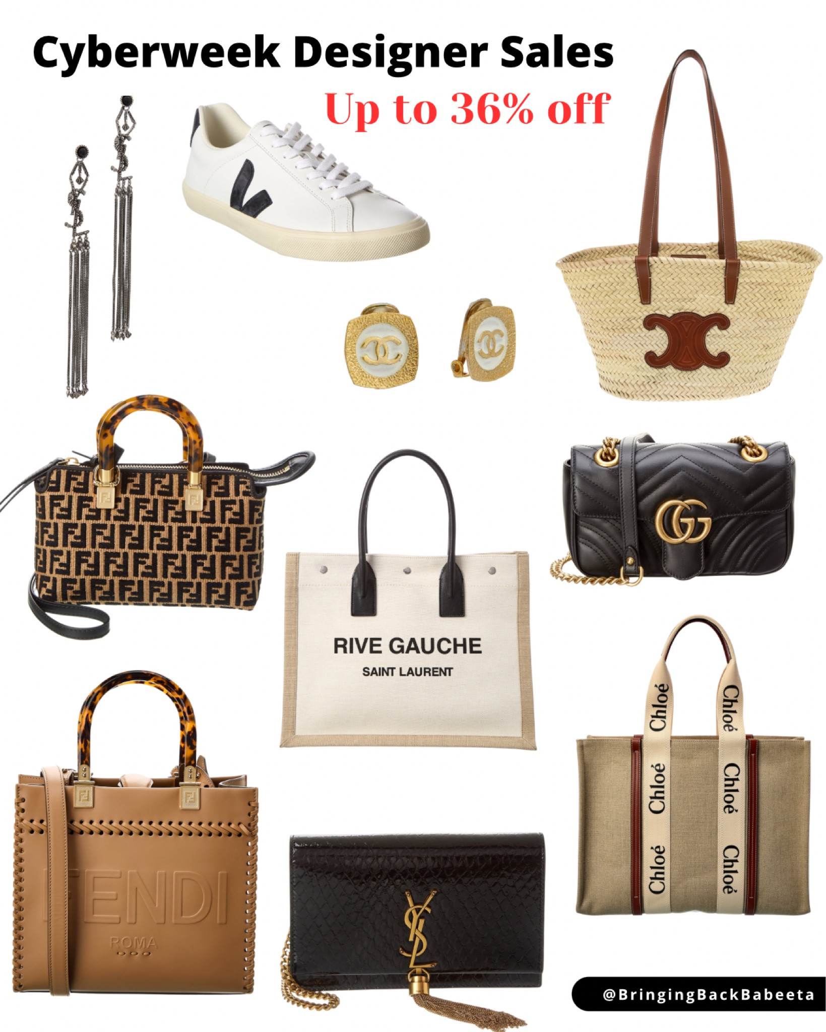 Cyberweek designer handbags on sale! 
Include brands:
Celine
Gucci
Chloe
Saint Laurent 
Fendi
Veja
Designer jewelry from Chanel and Saint Laurent YSL. 

I love shopping from Gilt for my luxury bags and accessories. Great customer service. 

Designer gifts / designer handbags on black Friday sale/ gifts for fashionable women / high end gifts / designer bags under 1k / designer bag sale / gift guide / designer gift guide / gift for grandma / gift for mom / gift for wife / gilt

#LTKitbag #LTKGiftGuide #LTKCyberWeek