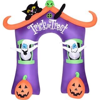 9 ft. Inflatable Pre-Lit Trick or Treat Walkway Arch with Black Cat, Jack-O-Lantern and Ghost | The Home Depot