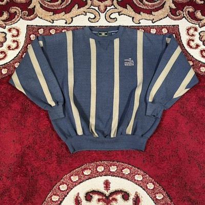 Vintage 90s Pebble Beach Striped Preppy Golf Baggy Boxy Sweatshirt Size XL | eBay US
