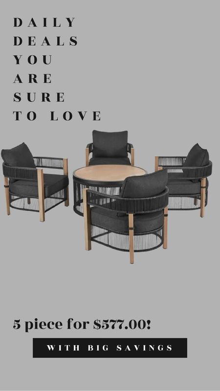 5 piece designer look for less with this beautiful outdoor furniture set from Walmart Home! 

Luxe for less, chair, table, save! 

#LTKsalealert #LTKhome