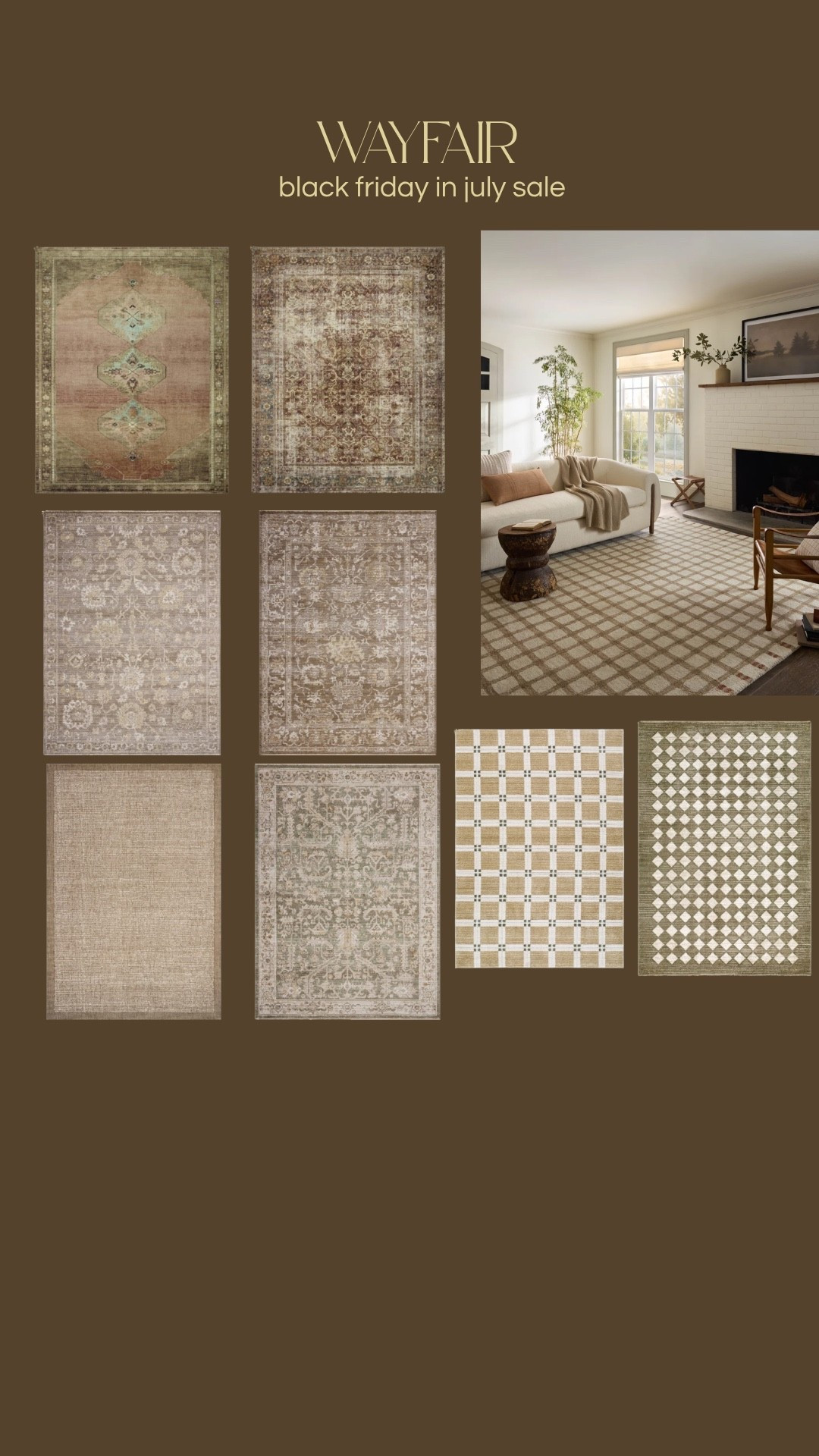 Black Friday in July Wayfair sale! Linked all of my favorite rugs at the moment. 

Rugs 
Living room rug 
Dining room rug 
Brown rug 
Warm toned rug 
Neutral rug
Patterned rug 
Checkered rug 
Home decor 
Wayfair 
WayDay 
Wayfair favorites

#LTKvlog #LTKHome #LTKSeasonal
