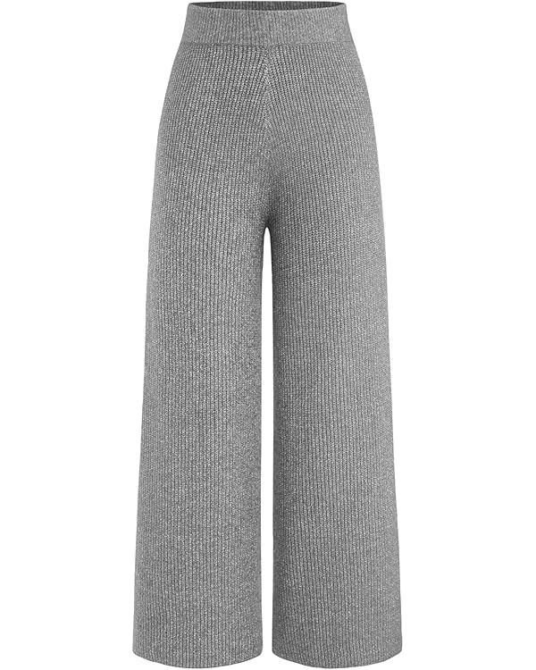 CIDER Lounge Pants Women Wide Leg Mid Waist Ribbed Knit Pants Casual Solid Warm Wool-Blend Sweatp... | Amazon (US)