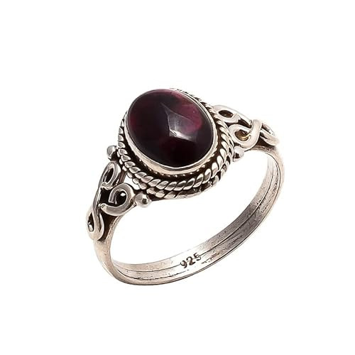 Garnet Stone Ring 925 Sterling Silver Statement Ring For Women Handmade Rings Gemstone Christmas ... | Amazon (US)
