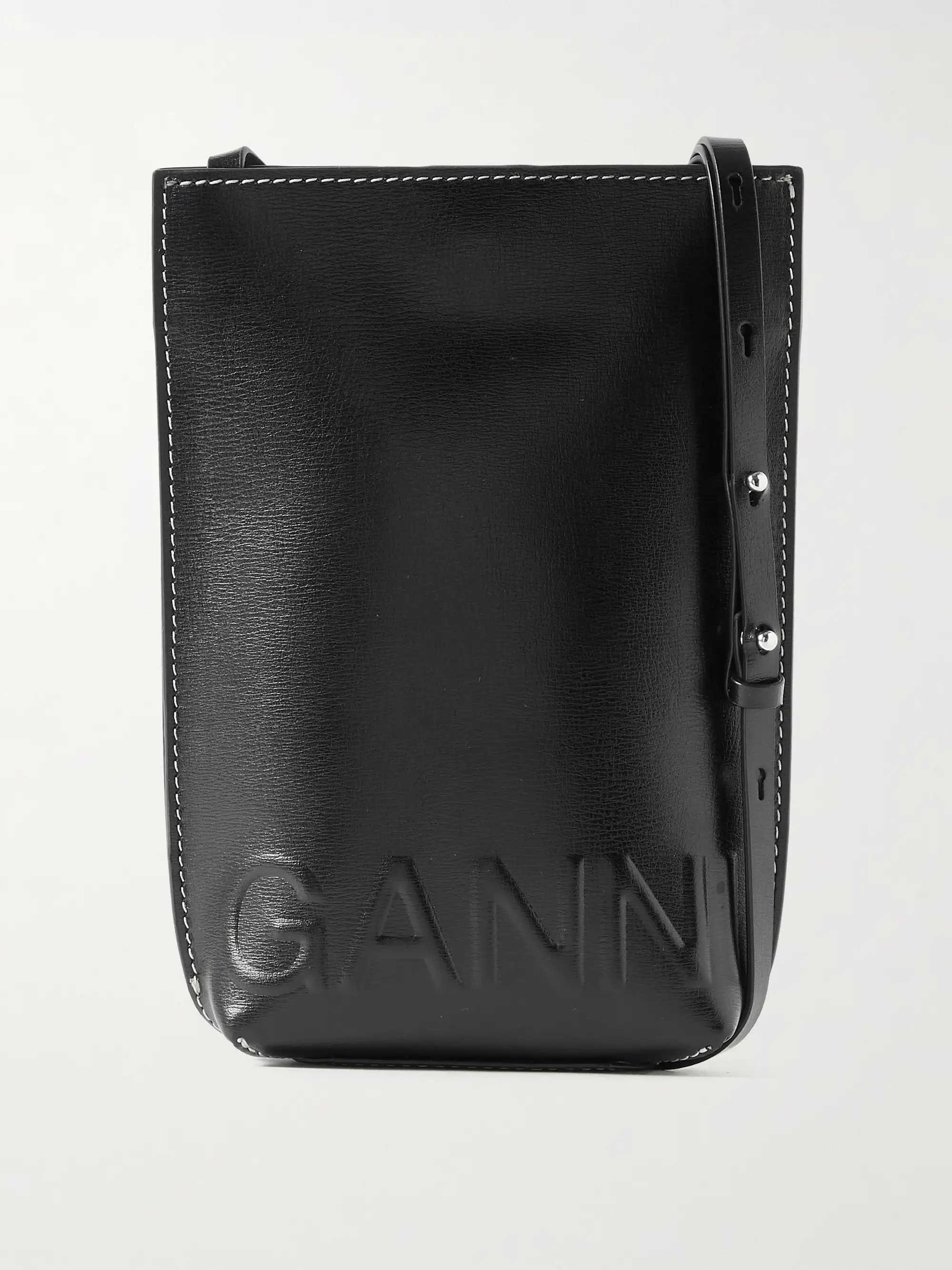 + NET SUSTAIN Banner small embossed recycled leather-blend shoulder bag | NET-A-PORTER (US)