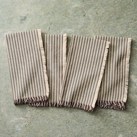 Sadie Stripe Napkins, Brown, Set of 4 | West Elm (US)