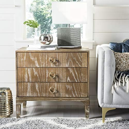Safavieh Home Collection Lorna 3 Drawer Contemporary Night Stand Nightstand, Natural | Amazon (US)