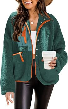 Nirovien Womens Fuzzy Fleece Jacket Button Down Sherpa Coats Casual Winter Warm Outwear with Pock... | Amazon (US)