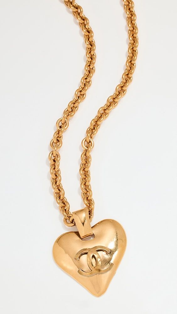 What Goes Around Comes Around Chanel Gold Cc On Heart Necklace | Shopbop | Shopbop