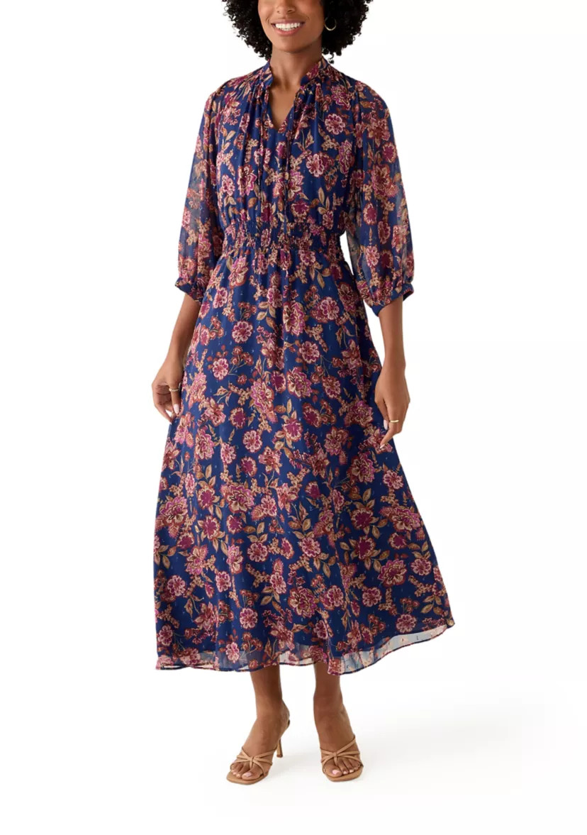 Women's Elbow Sleeve Floral Midi Dress | Belk