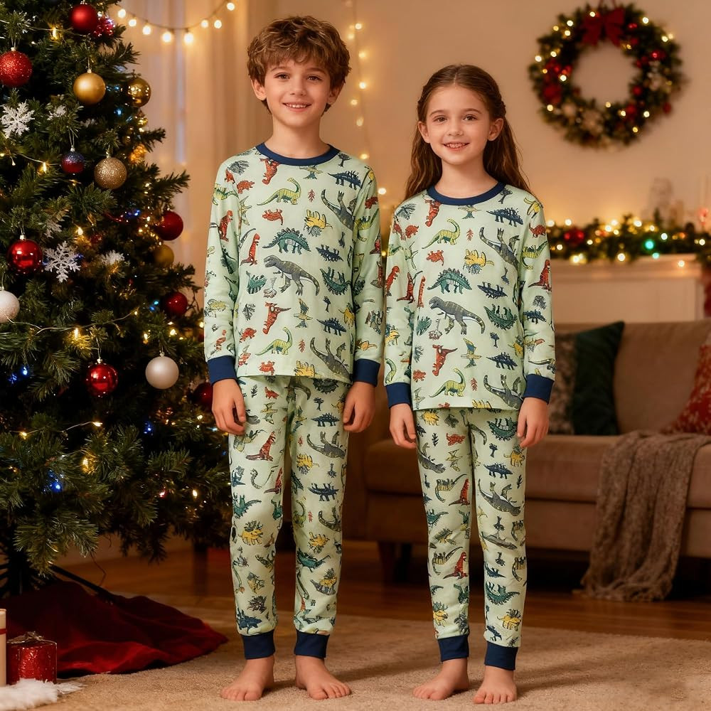 HYCLES Family Matching Pajama Sets, Long Sleeve Sleepwear Pjs for Couple Dinosaur Pjs | Amazon (US)