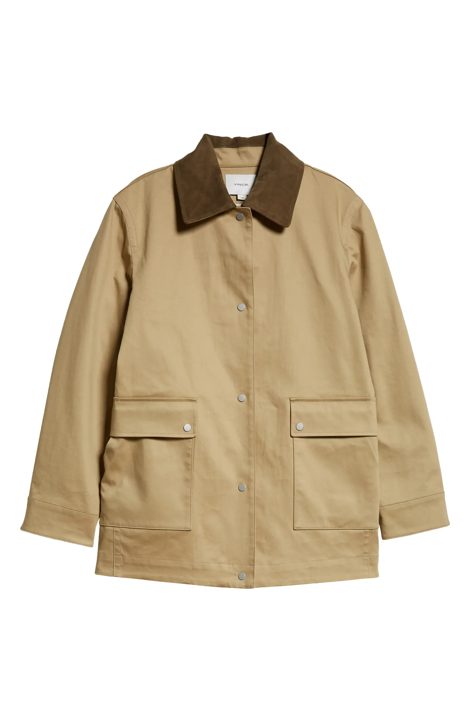 Vince Suede Collar Stretch Cotton Utility Jacket | Nordstrom | Nordstrom
