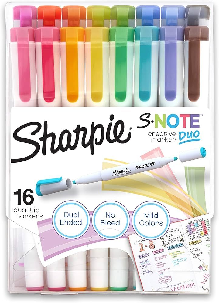 SHARPIE S-Note Duo Dual-Ended Creative Markers, Part Highlighter, Part Art Marker, Assorted Color... | Amazon (US)
