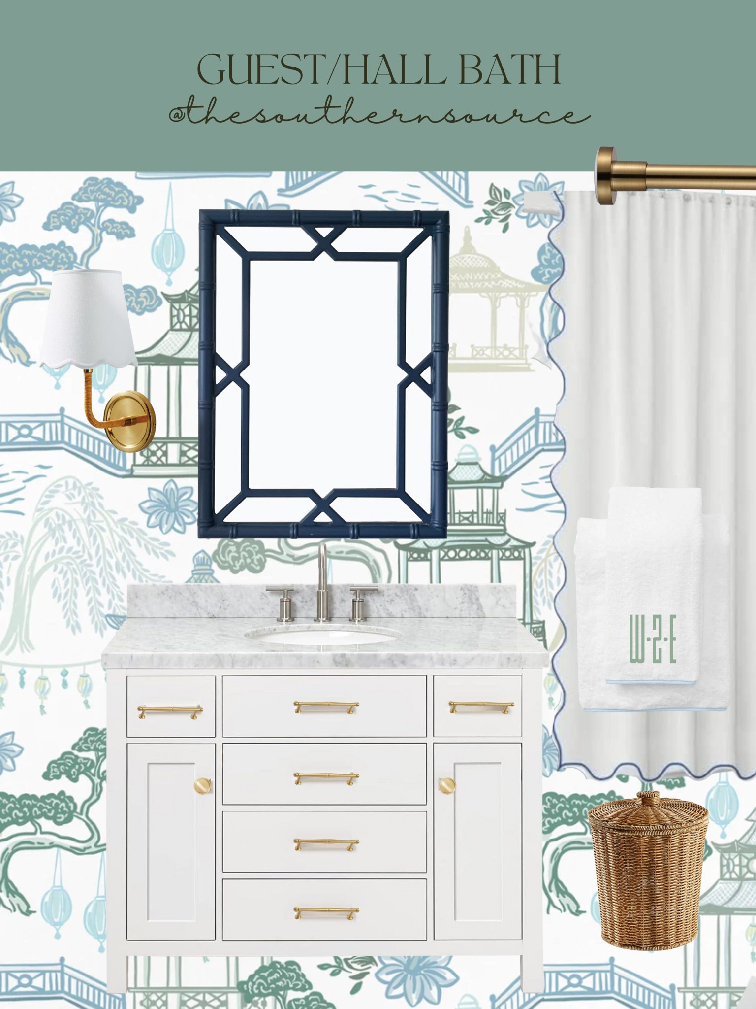 Bathroom design @urbangardenprints wallpaper, Amazon vanity, Weezie towels, Amazon, and Serena and Lily sconce 

#LTKstyletip #LTKhome