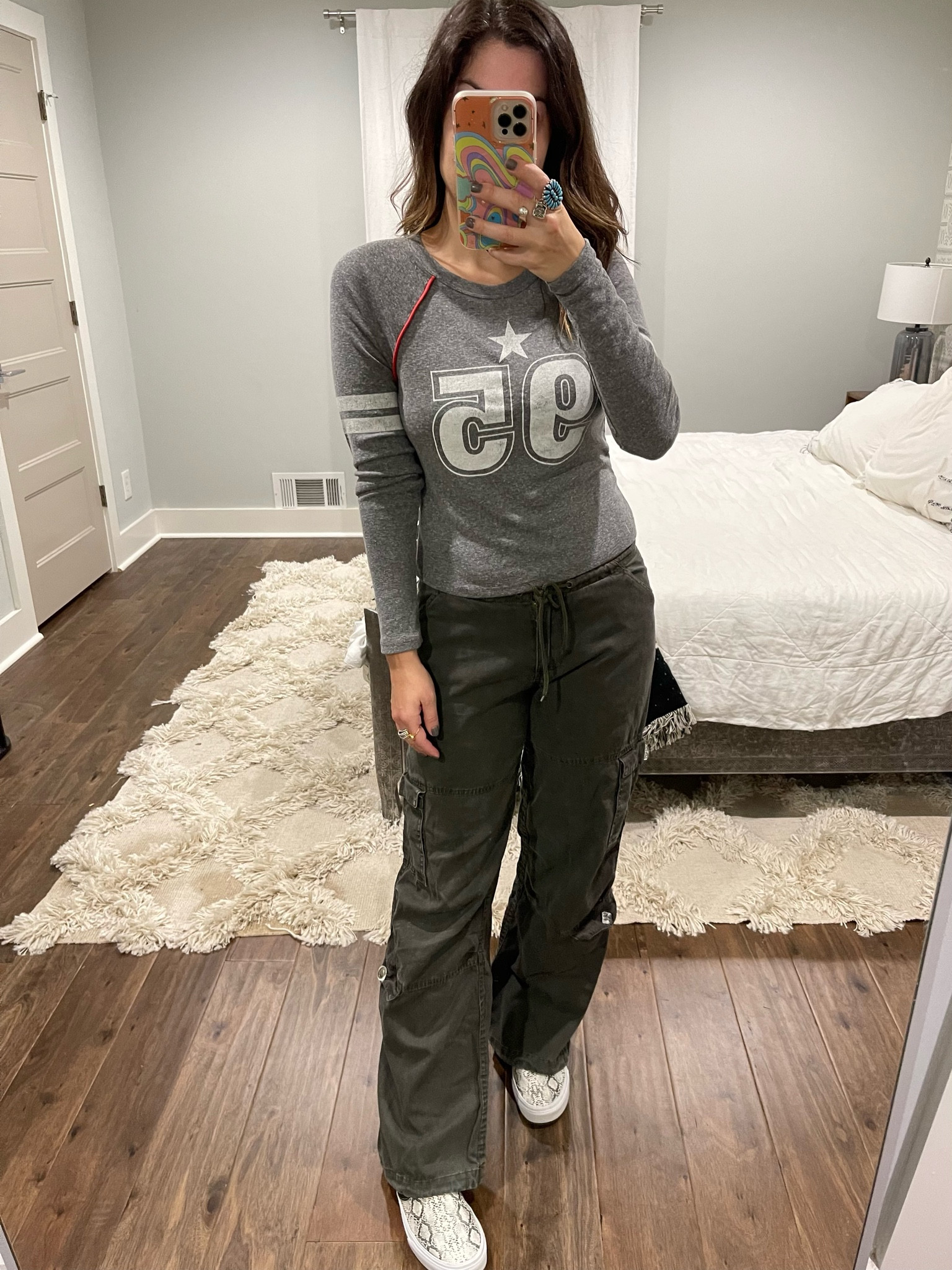 Comfy casual vibes today. Pants are thrifted. #ootd #cargopants #falloutfit