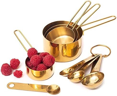 Modern Stainless Steel Measuring Cups and Spoons Set, Gold - Stackable, Stylish, Sturdy Metal Mea... | Amazon (US)