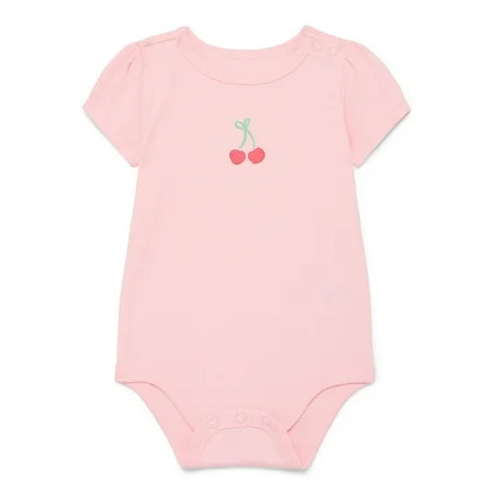 Wonder Nation Baby Girl Short Sleeve Bodysuit, Sizes 0-24 Months | Walmart (US)