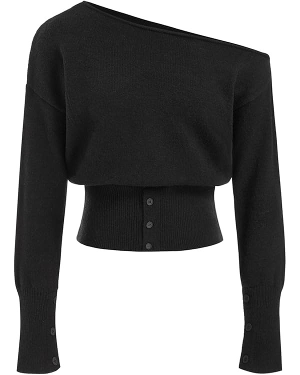 CIDER Off The Shoulder Sweaters for Women Cute Long Sleeve One Shoulder Fall Outfits Knit Pullove... | Amazon (US)