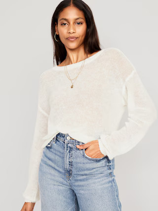 Sheer Boat-Neck Sweater for Women | Old Navy (US)