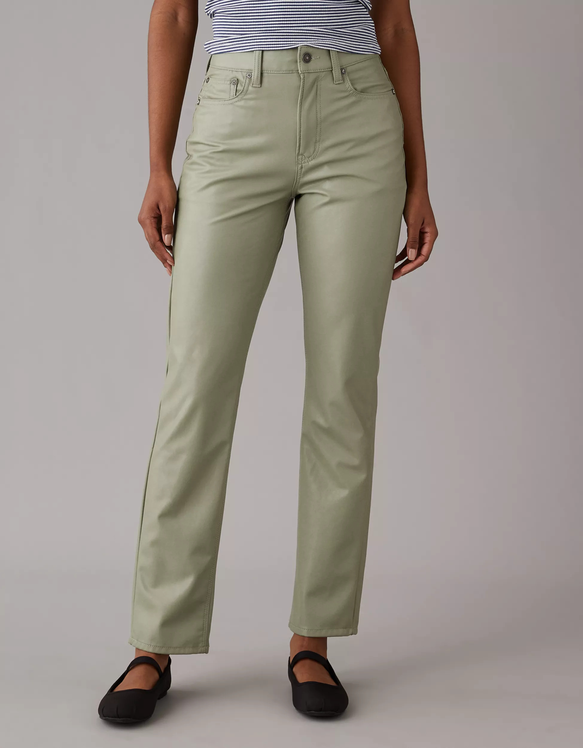 AE Stretch Vegan Leather Super High-Waisted Straight Pant | American Eagle Outfitters (US & CA)