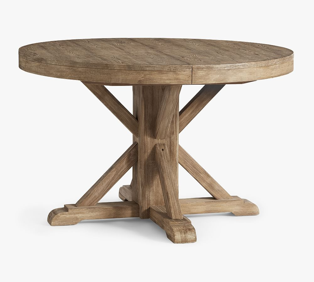 Benchwright Round Pedestal Extending Dining Table | Pottery Barn (US)