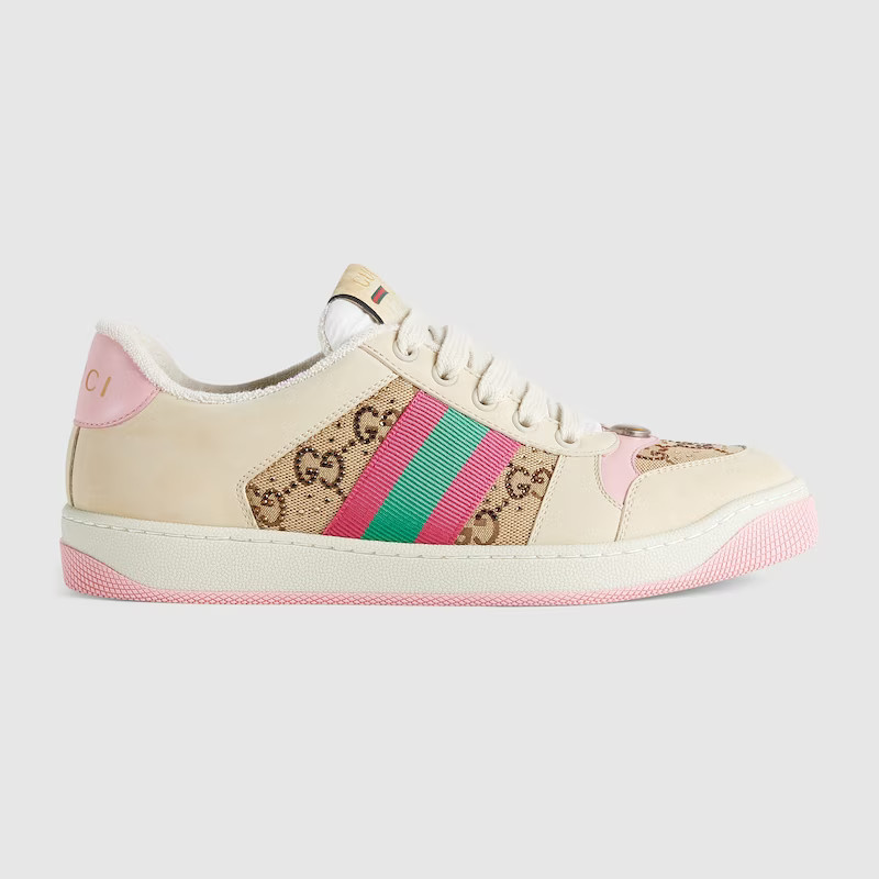 GUCCI Women's GG Crystal Screener Sneaker, White, GG Canvas | Gucci (US)