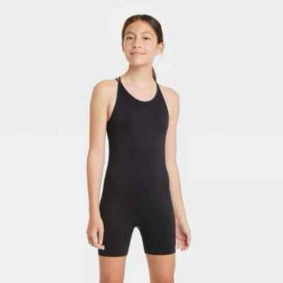 Girls Stretch Seamless Cross Back Strappy Biketard Leotard Black YXL NWOT | Poshmark