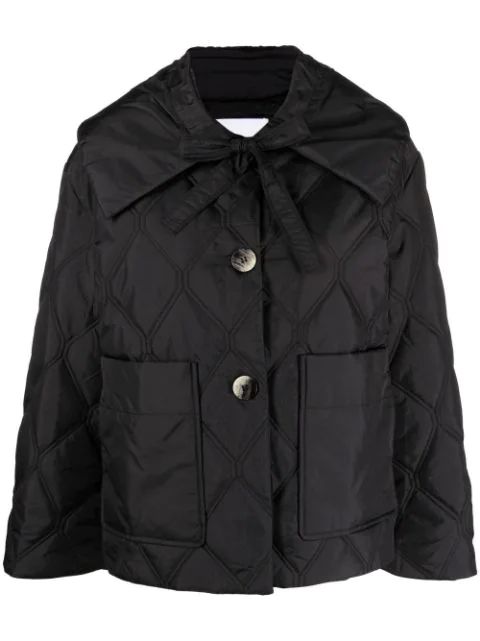 spread-collar quilted jacket | Farfetch Global