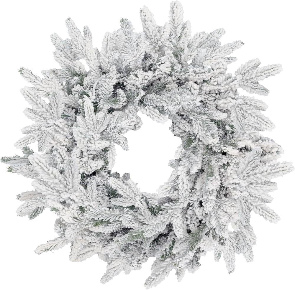 KING OF CHRISTMAS 24" Artificial Flocked Christmas Wreath, Queen Flock Wreaths for Christmas Deco... | Amazon (US)