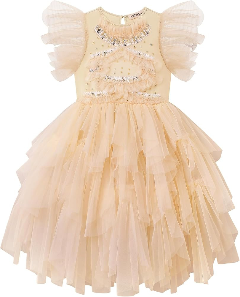 TUTULAND Tutu Dress for Girls - Glitter Sequin Tulle Dress Tiered Layered Flower Girl Dress for W... | Amazon (US)