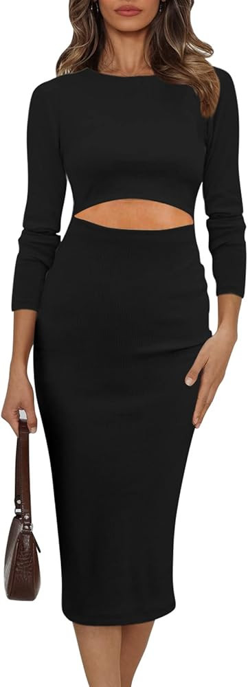 Womens Turtleneck Long Sleeve Bodycon Midi Sheath Dress | Amazon (US)