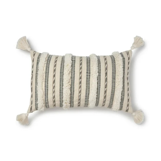 Better Homes & Gardens Woven Tufted Decorative Pillow, 14x24, Beige | Walmart (US)