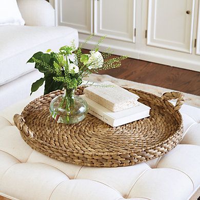 Braided Hyacinth Tray with Sturdy Iron Frame for Tabletop & Ottoman Decor | Ballard Designs, Inc.