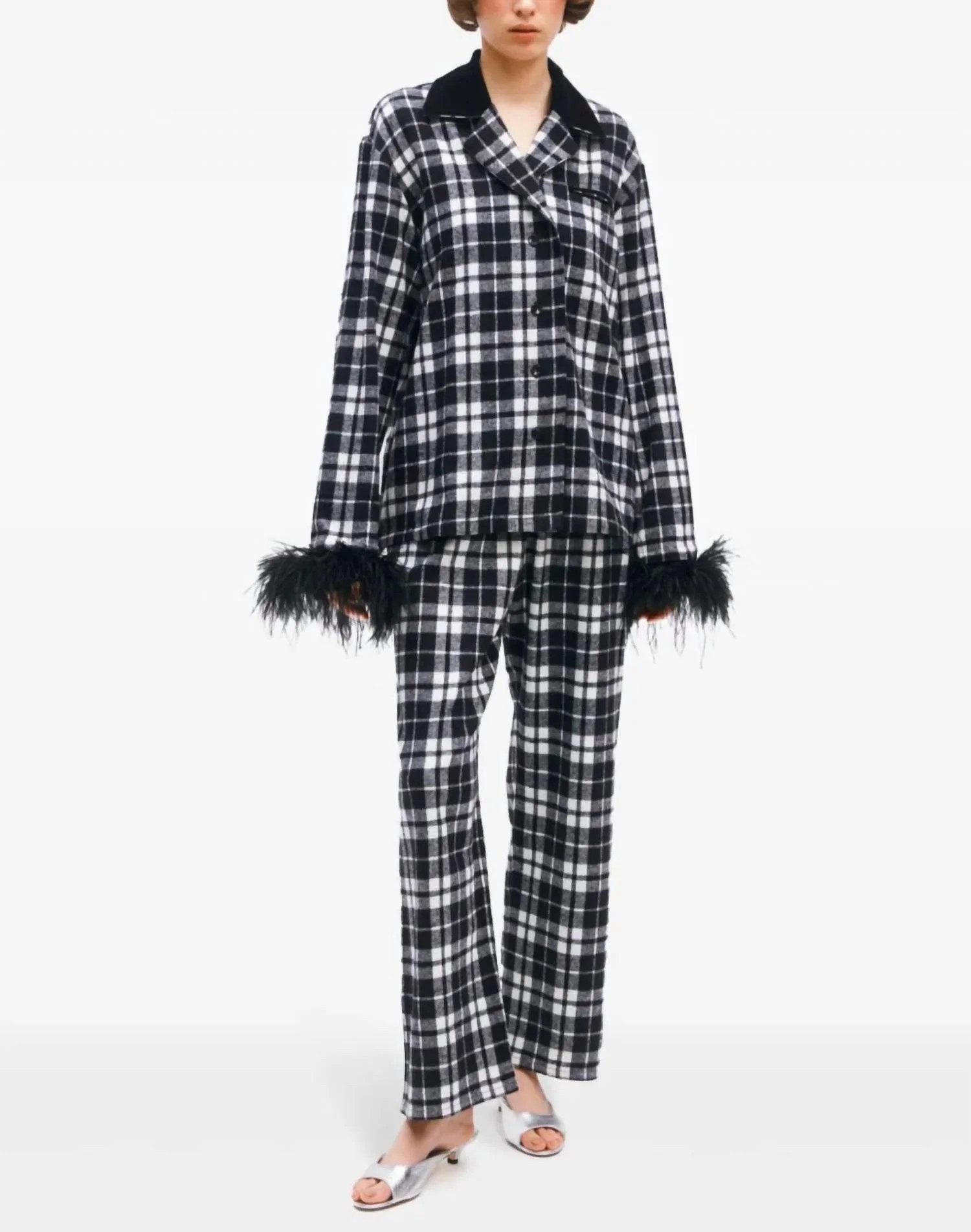 Checked Flannel Pajama Set In Black & White | Shop Simon