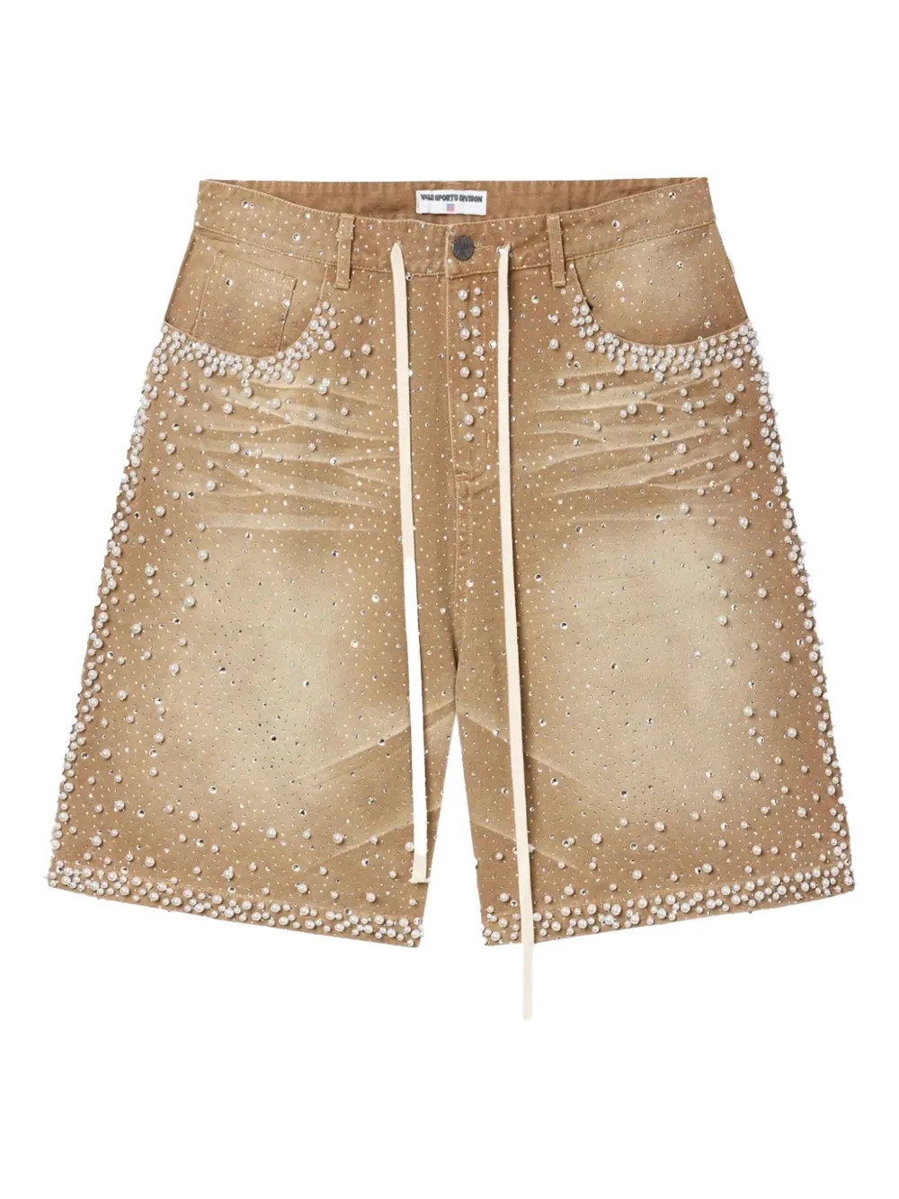 jewelled-pearl denim shorts | Farfetch Global