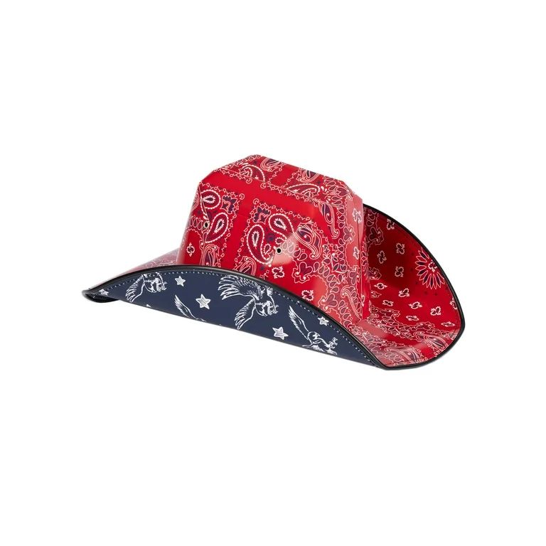 Patriotic Red Paisley Cardboard Cowboy Hat, Adult Unisex Party Accessory, by Way To Celebrate | Walmart (US)