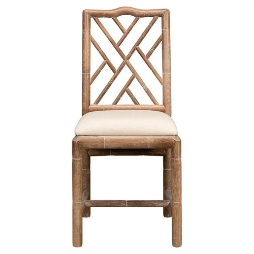 Grace French Country Oak Linen Upholstered Dining Chair | Kathy Kuo Home