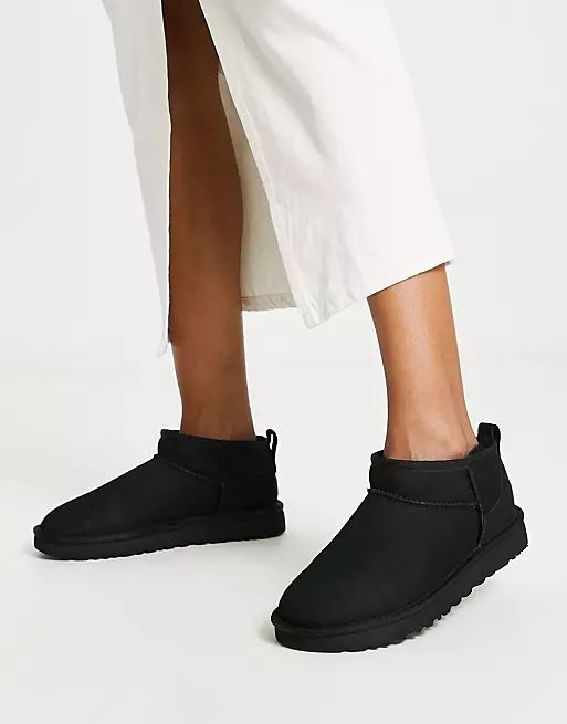 UGG Classic Ultra Mini ankle boots in black in suede | ASOS | ASOS (Global)