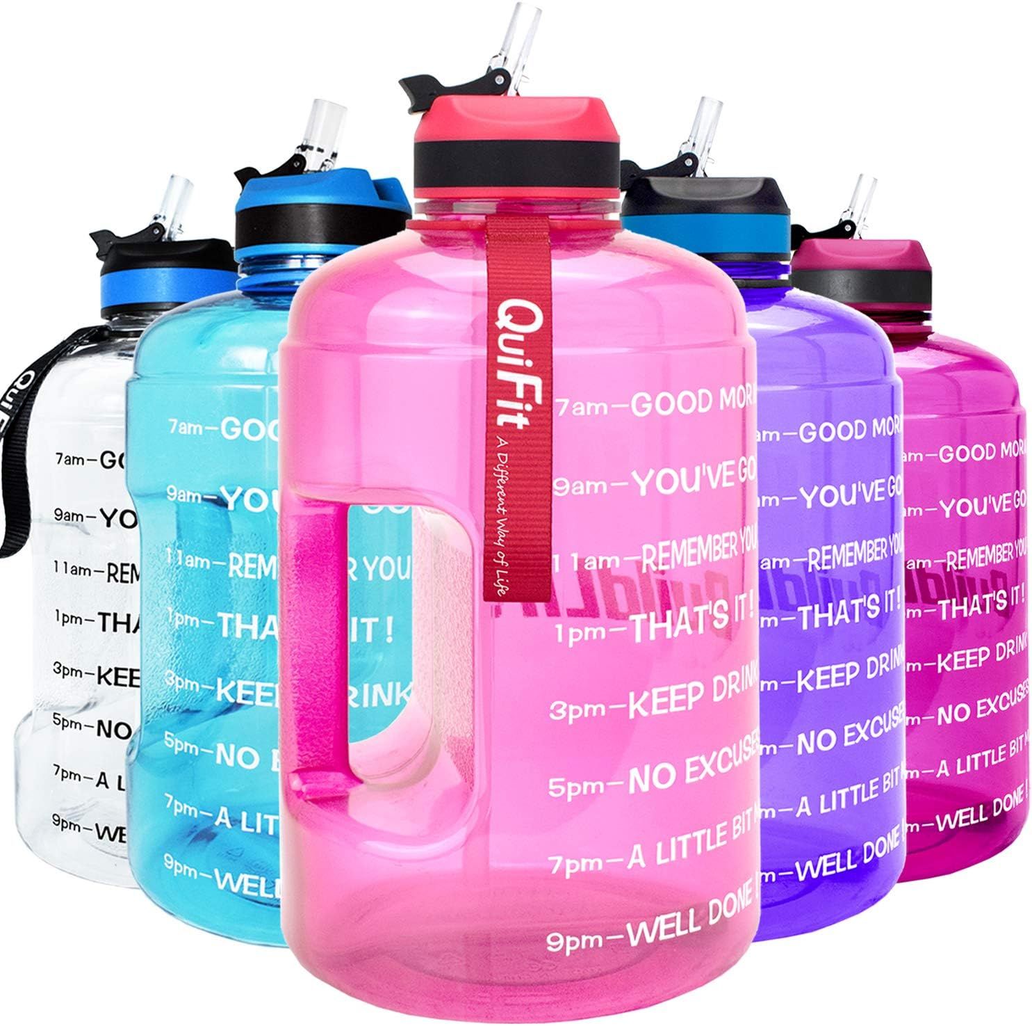 QuiFit Motivational Gallon Water Bottle - with Straw & Time Marker BPA Free Large Reusable Sport ... | Amazon (US)