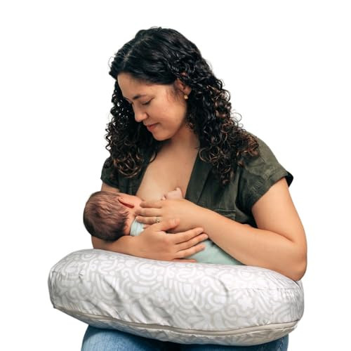 Boppy Nursing Pillow - Firm, Ergonomic U-Shaped Bottle and Breastfeeding Pillow with High Lift for Comfort and Support, Spacious Surface - Cream Retro Squiggles | Amazon (US)