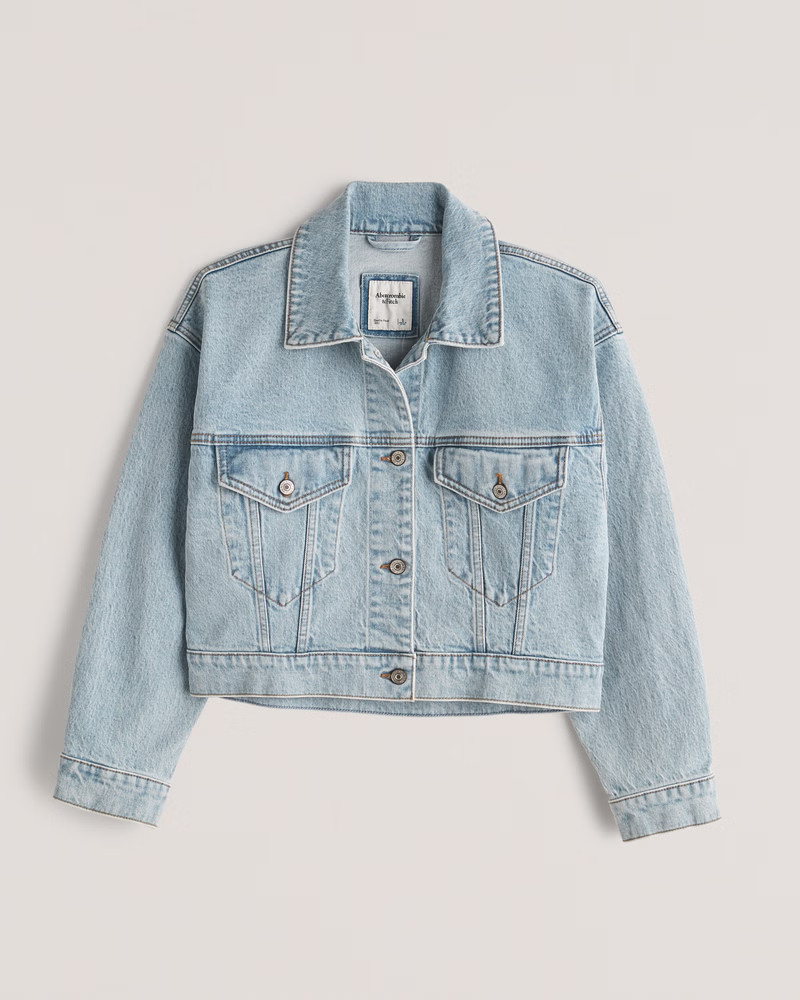 Cropped Boxy Denim Jacket | Abercrombie & Fitch (US)