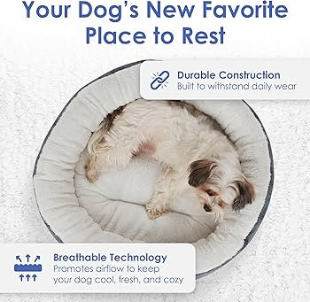 AMERICAN KENNEL CLUB 23" Mason Fabric Round Pet Bed - Stylish Washable Dog Bed with Non-Slip Bott... | Amazon (US)
