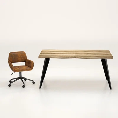 Modern Office Desk and Chair Set with Wave-Style Wooden Top Ergonomic Adjustable Chair Durable Metal Legs for Office Conference Room and Reception Are | Wayfair North America