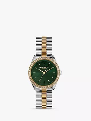 Olivia Burton Women's Crystal Bezel Watch, Silver/Gold | John Lewis (UK)