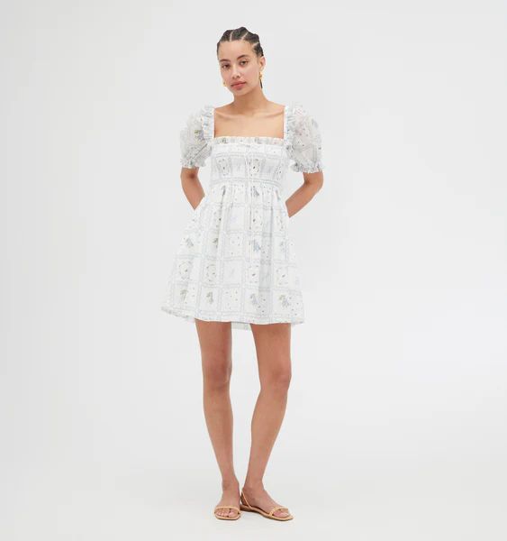 The Scarlett Mini Nap Dress - White Floral Patchwork | Hill House Home
