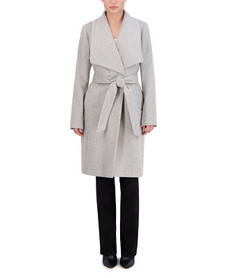 Cole Haan Women's Wool Blend Belted Wrap Coat - Macy's | Macy's
